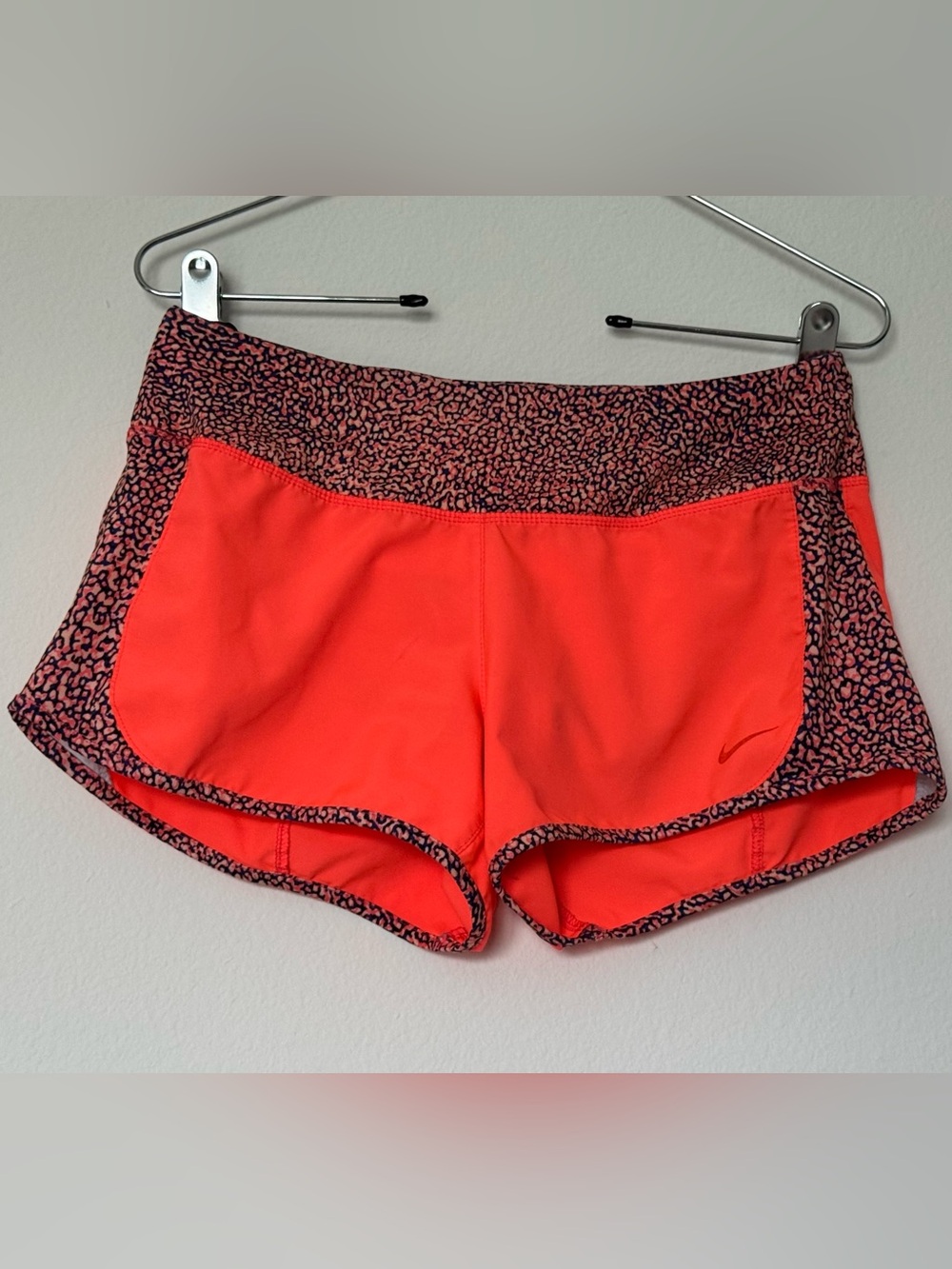 Nike Women’s Dri-Fit Running Shorts Neon Orange Cheetah - Small